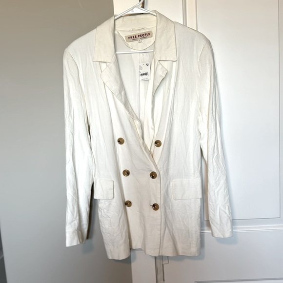 FREE PEOPLE OLIVIA BLAZER In Pebble Jacket Double Breasted size large NWT - Picture 6 of 9